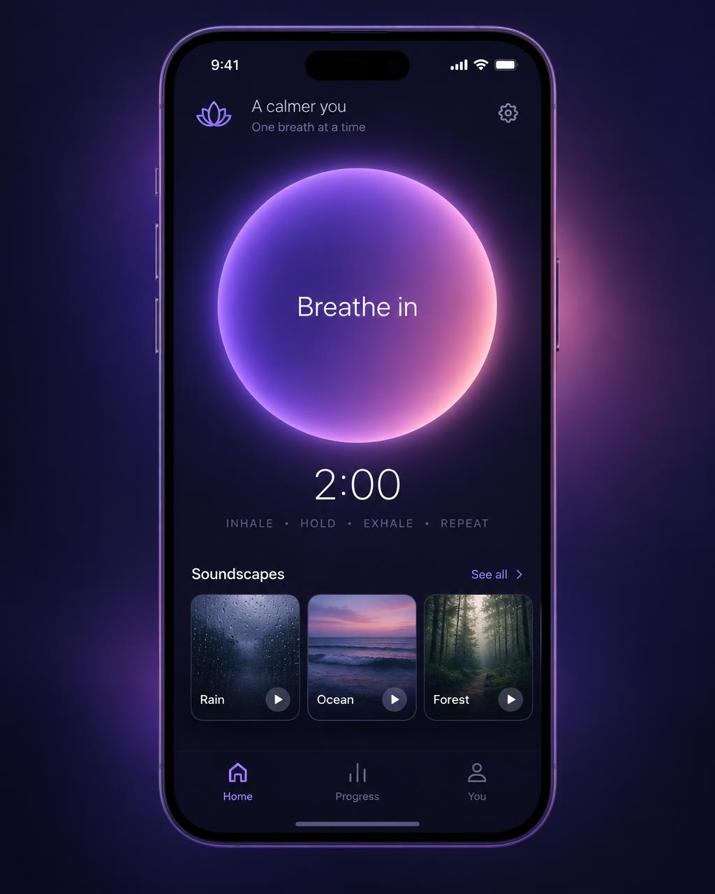 Breathing exercise and soundscapes